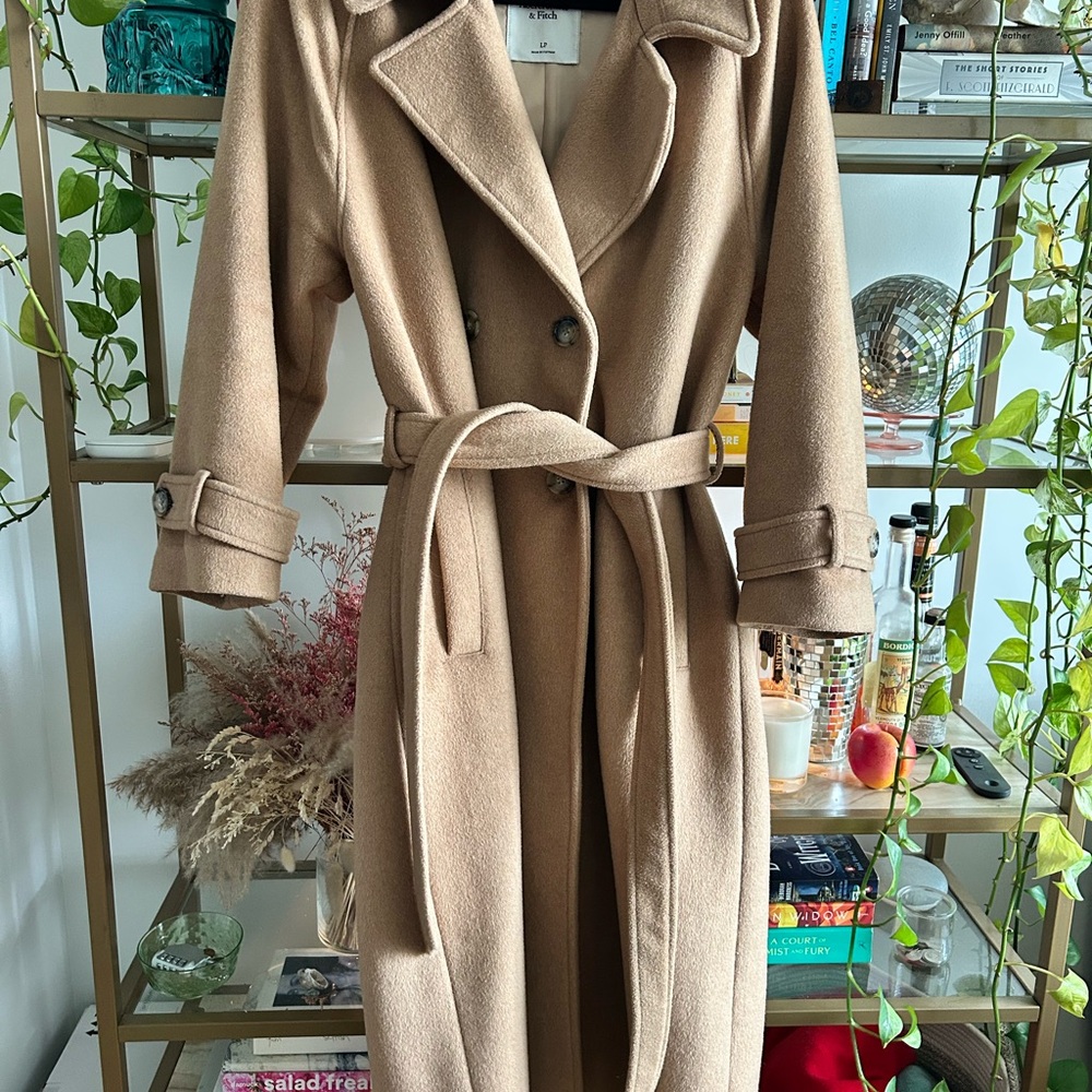 Abercrombie & Fitch Tan Wool Trench Coat - LP